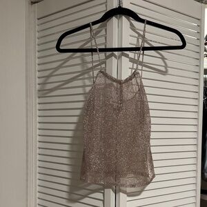 superdown Metallic Pink Sheer Tank Top